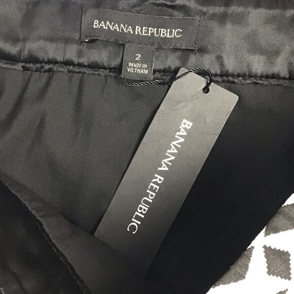 Banana Republic Mini Skirt Black White Diamond Print Stretch Geometric Sz 2 NWT - Picture 9 of 9